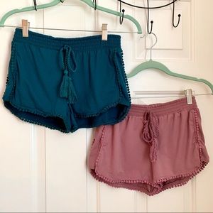 3 for $25 Lot of 2 Stretchy Tie Shorts